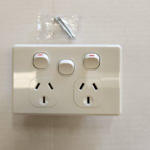 30502NLS Double GPO W/Ext switch 10A