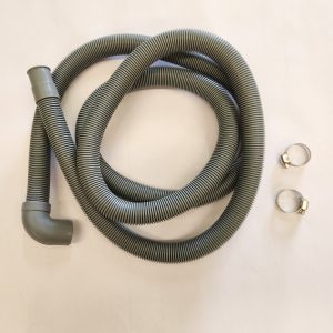 2m Universal drain hose with straight connector and 90 degree elbow internal 20mm with 2 clamps